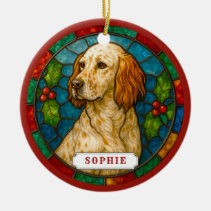 Ornement de cercle en céramique de chien Setter An