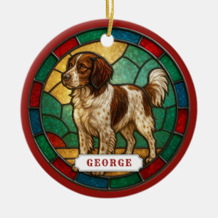 Ornement de cercle en céramique de petit chien Mun
