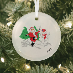 Ornement de cercle en verre : Père Noël