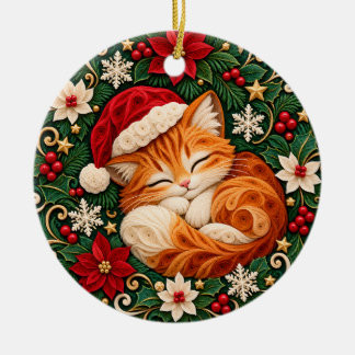 Ornement de chat de Noël Chat mignon endormi Vacan
