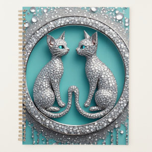 Ornement de chat en cristal double unique Sculptur