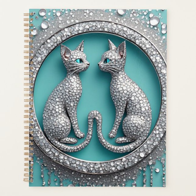 Ornement de chat en cristal double unique Sculptur (Devant)