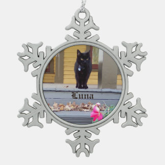 Ornement de chat encadré de flocon de neige