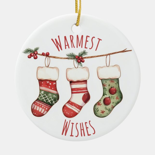 Ornement de chaussettes de Noël à l'aquarelle (Devant)