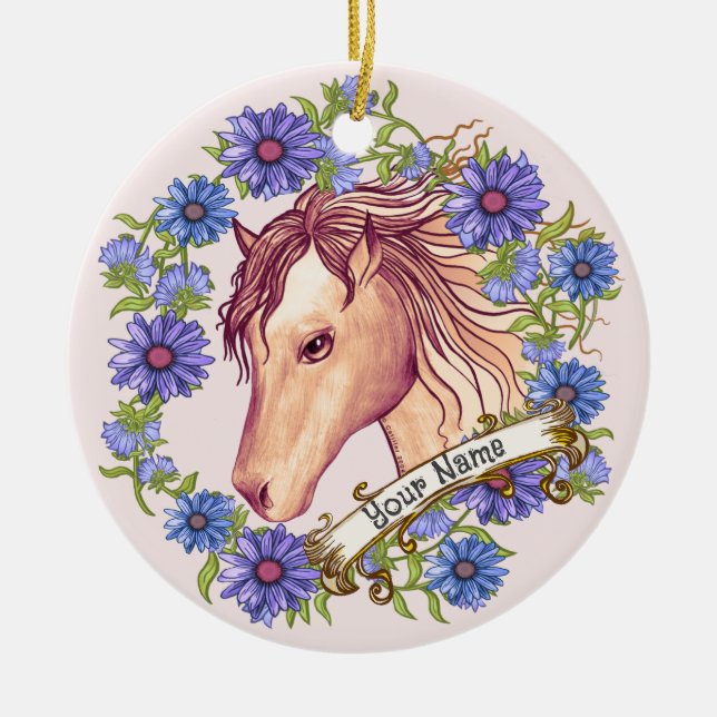 Ornement de cheval Blue Daisy (Devant)