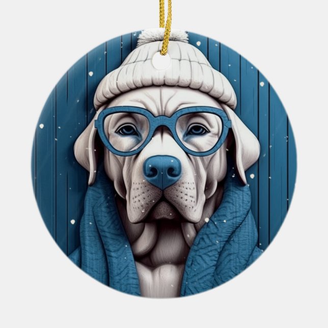 Ornement de chien Cool d'hiver (Devant)