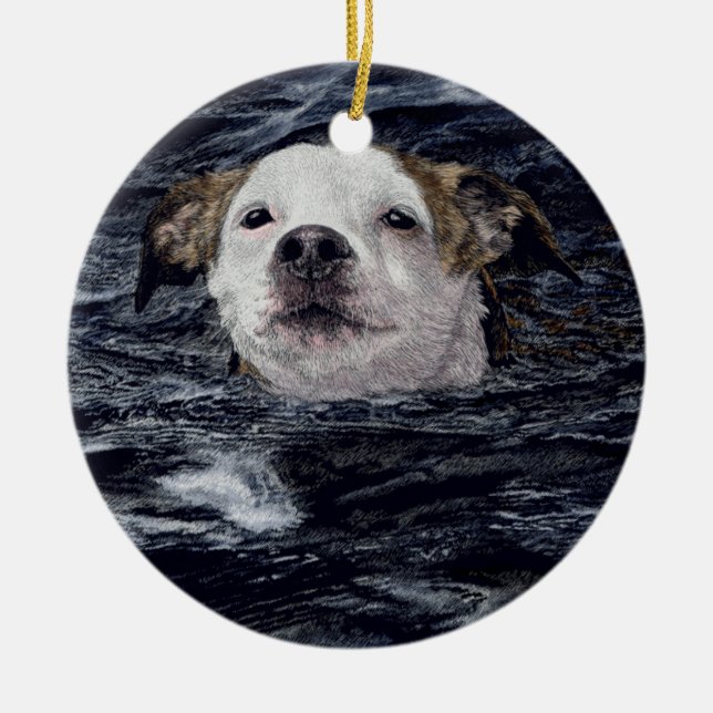 Ornement de chien de natation - "détermination " (Devant)