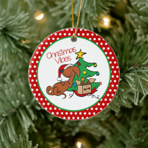 Ornement de chien teckel pour Noël