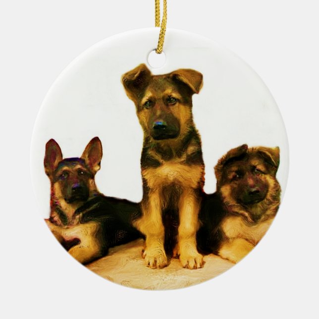 Ornement de chiots bergers allemands (Devant)