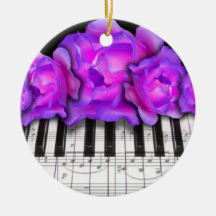 Ornement de clavier de piano et de Noël de roses