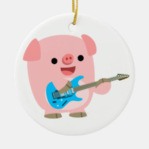 Ornement de cochon de dessin mignon de Rockin