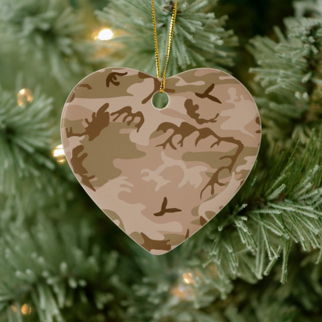 Ornement de cœur camouflage sable du désert (Arbre)