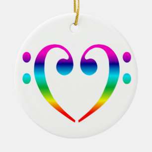 Ornement de coeur de clef basse d'arc-en-ciel