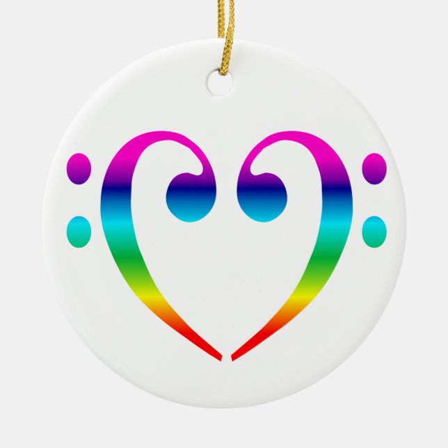Ornement de coeur de clef basse d'arc-en-ciel (Devant)
