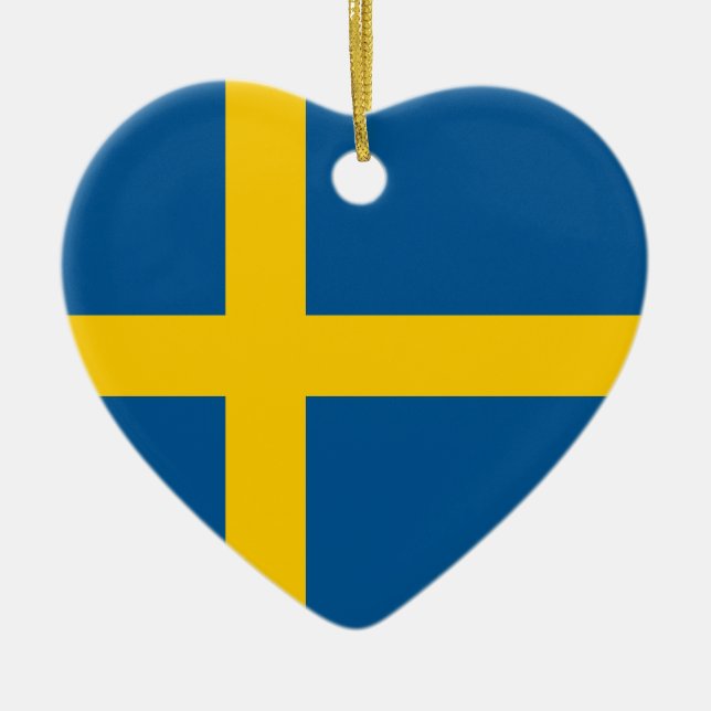 Ornement de coeur de drapeau de la Suède (Devant)
