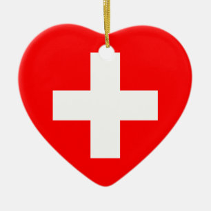 Ornement de coeur de drapeau de la Suisse