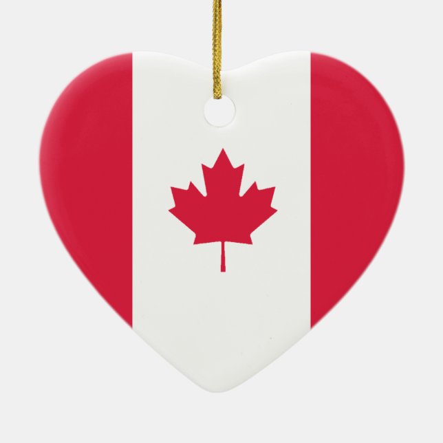 Ornement de coeur de drapeau du Canada et de (Dos)