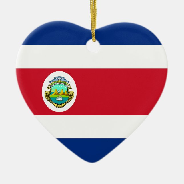 Ornement de coeur de drapeau du Costa Rica (Devant)