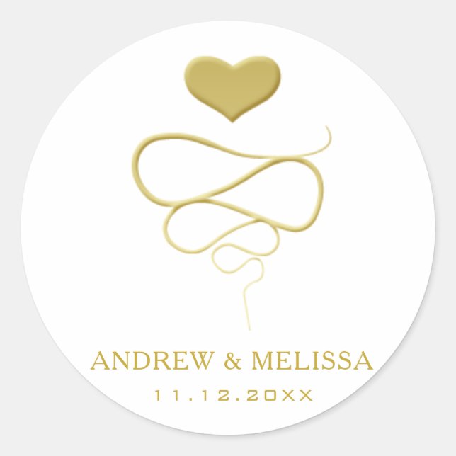 Ornement de coeur de Faux Gold | Sticker Mariage (Devant)