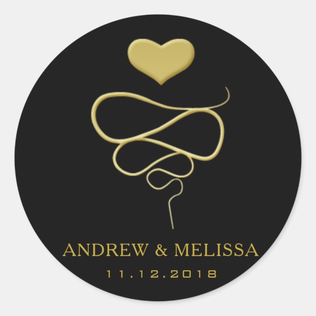 Ornement de coeur de Faux Gold | Sticker Mariage n (Devant)