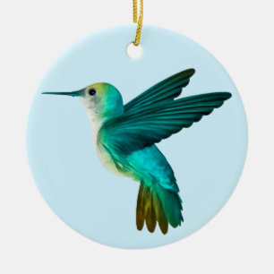 Ornement de colibri bleu vert