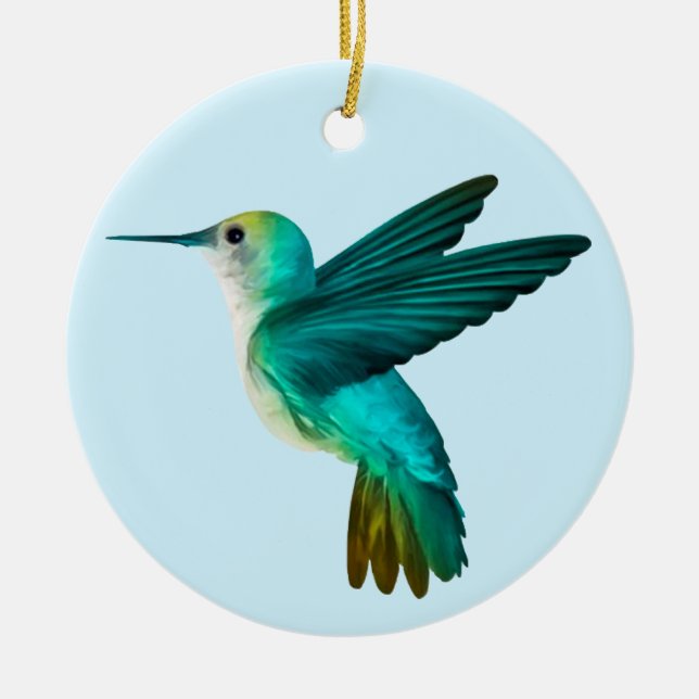 Ornement de colibri bleu vert (Devant)