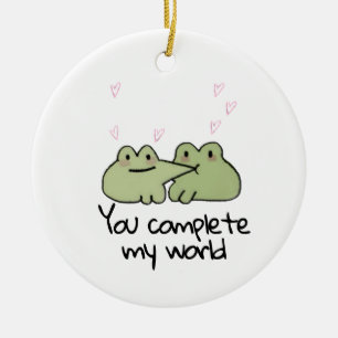Ornement de couple d'amour de grenouille mignon po