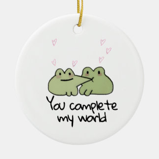 Ornement de couple d'amour de grenouille mignon po