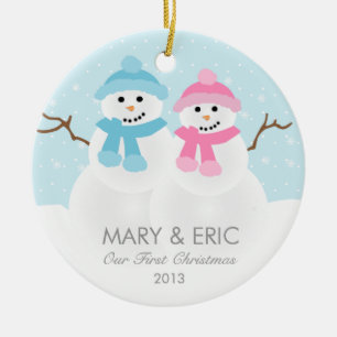 Ornement de couples de bonhomme de neige