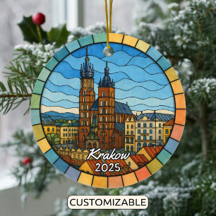 Ornement de Cracovie en verre teint, Pologne