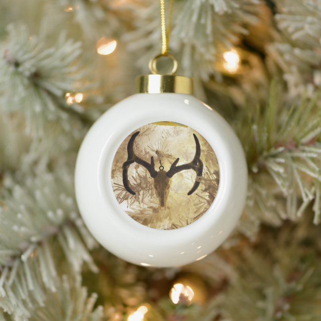 ornement de crâne de cerf arbre de Noël blanc (Arbre)