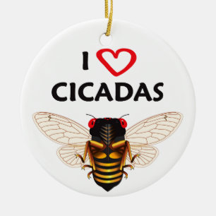 Ornement de design Whimsical "I Love Cicadas"