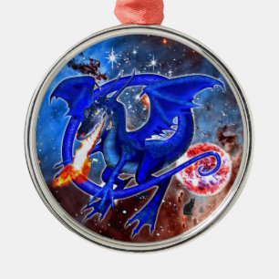Ornement de dragon cosmique azurite