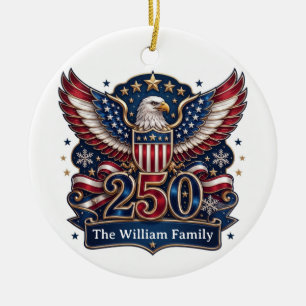 Ornement de famille personnalisé Aigle USA 250 Pat