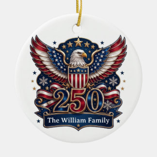 Ornement de famille personnalisé Aigle USA 250 Pat