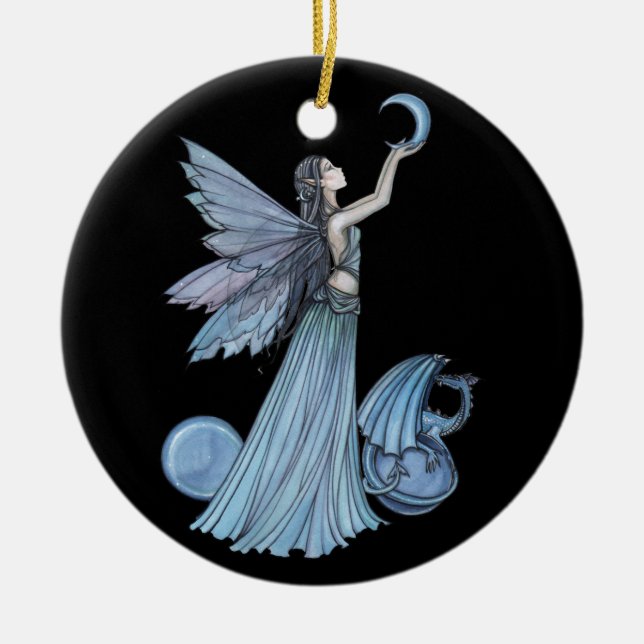 Ornement de fées bleues et de dragons (Devant)