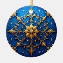 Ornement de fête décoratif bleu or