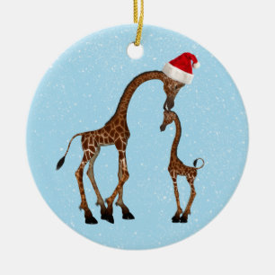 Ornement de fête mignon de girafe de maman et de