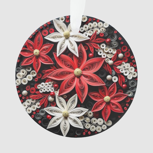 Ornement de fleur de Noël 3d Quilling (devant)