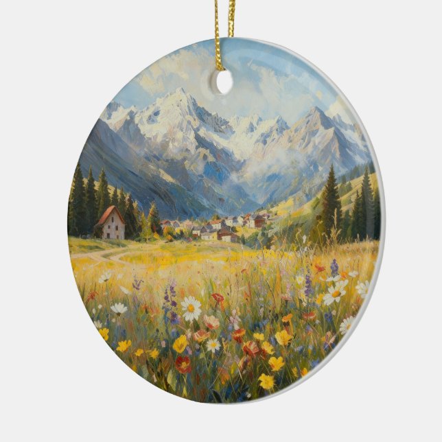 Ornement de fleur sauvage de montagne alpine (Gauche)