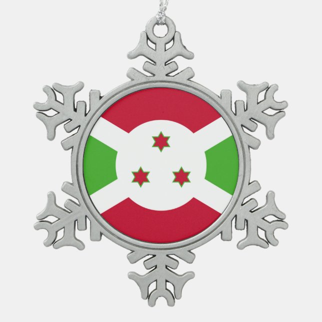 Ornement de flocon de neige avec drapeau burundais (Devant)