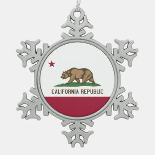 Ornement de flocon de neige avec drapeau californi