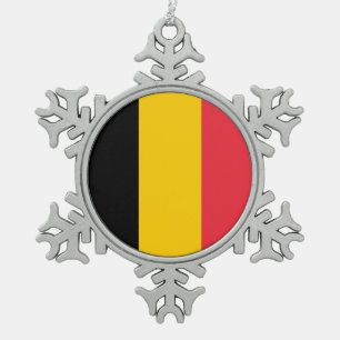 Ornement de flocon de neige avec drapeau de Belgiq