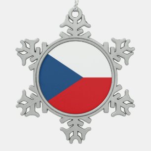 Ornement de flocon de neige avec drapeau de la Tch