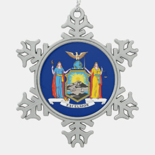 Ornement de flocon de neige avec drapeau de New Yo