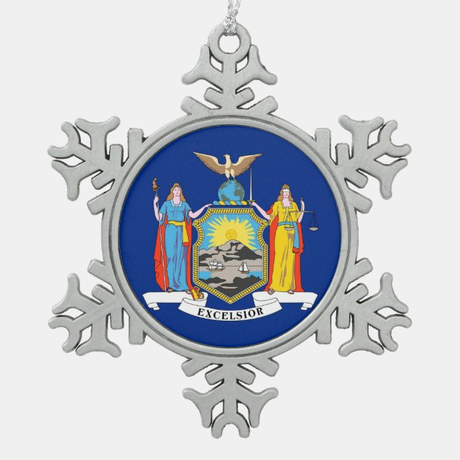 Ornement de flocon de neige avec drapeau de New Yo (Devant)