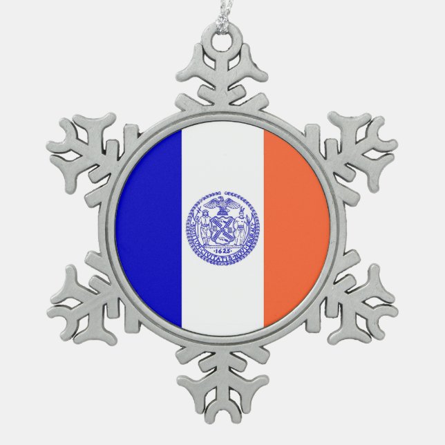Ornement de flocon de neige avec drapeau de New Yo (Devant)