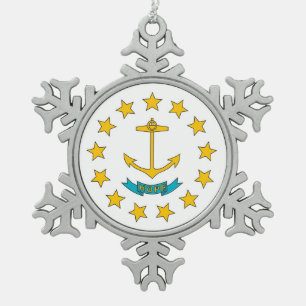 Ornement de flocon de neige avec drapeau de Rhode