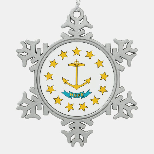 Ornement de flocon de neige avec drapeau de Rhode  (Devant)