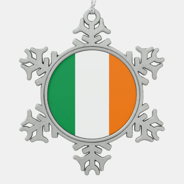 Ornement de flocon de neige avec drapeau d'Irlande (Devant)